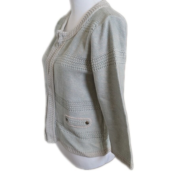 CAbi style #203 Society sweater - mint green - clasp front cardigan - cotton M - Picture 2 of 8